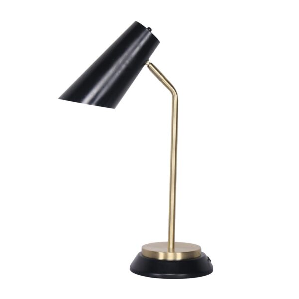 Fanno-Brass Finish Table Lamp with Unique Shade for Home Office and Bedroom Decor