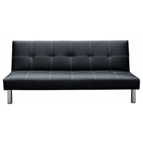 Fanno-Faux Leather Three Seater Sofa Bed with Stainless Steel Legs and Adjustable Backrest