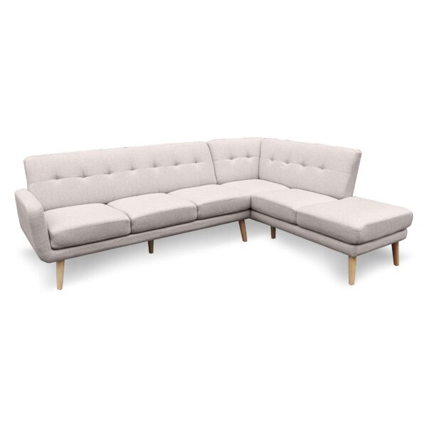 Fanno-Faux Linen Sofa with Chaise Modern 6 Seater Comfortable Easy Clean Light Grey