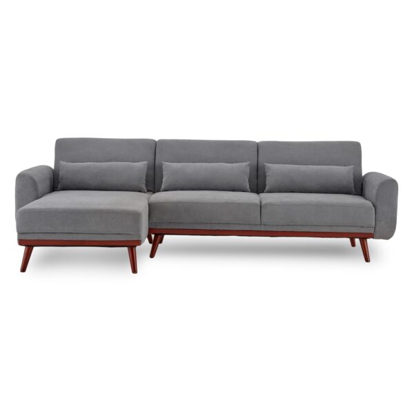 Fanno-Faux Velvet Sofa Bed with Chaise Lounge Modern Design Comfortable Seating