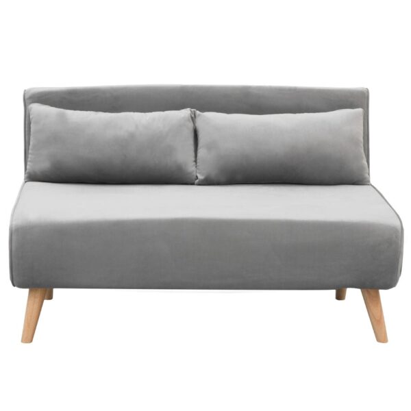 Fanno-Adjustable Sofa Bed Lounge Faux Velvet Fabric Comfortable 2-Seater Light Grey