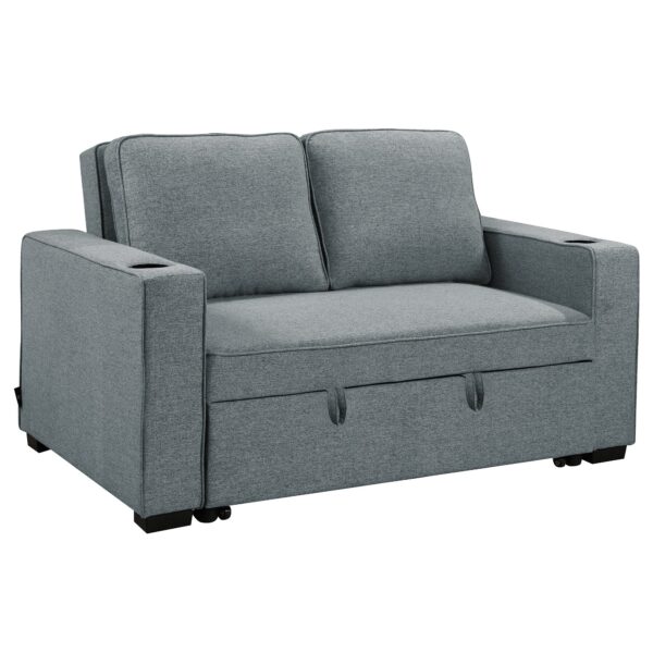 Fanno-Hoffman Linen Sofa Bed With Cushions & Cup Holders Dark Grey