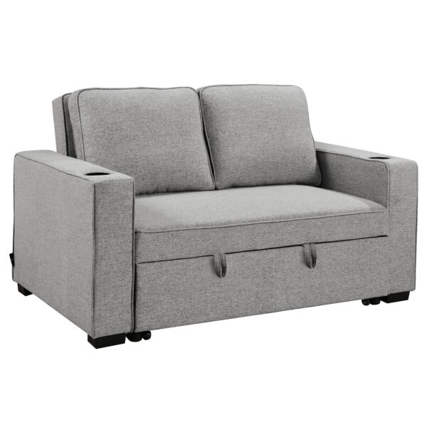 Fanno-Hoffman Linen Sofa Bed Chair With Cushions &cup Holders Light Grey