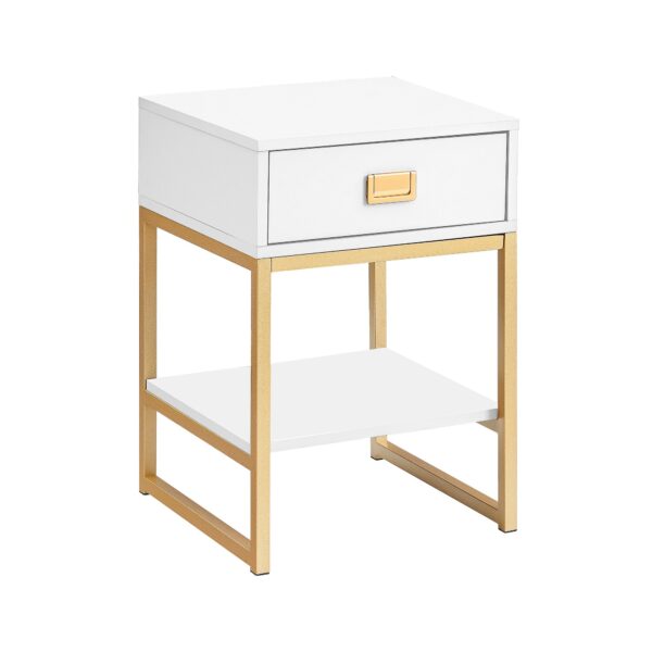 Fanno-Bedside Table with Gold Handles and Open Shelf Modern Luxury Design