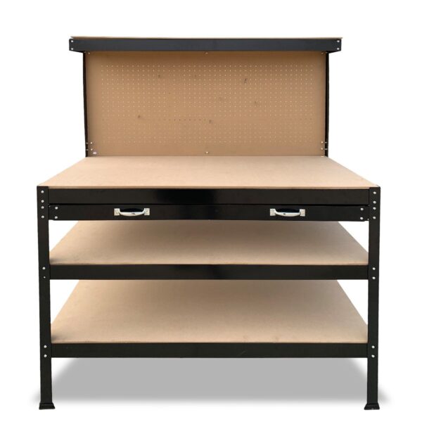 Fanno-3-Layer Workbench with Pegboard and Drawer for Tool Storage and Organization