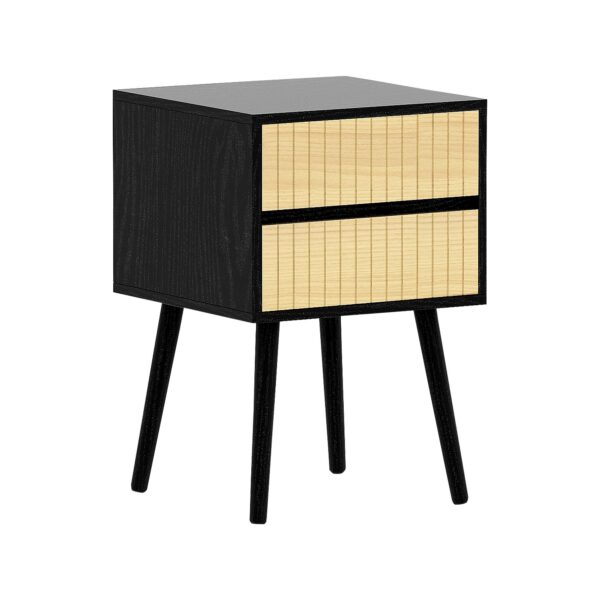 Fanno-Modern Scandinavian Side Table with 2 Drawers and Fluted Design for Storage