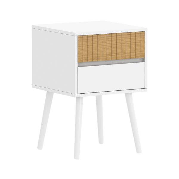 Fanno-Scandinavian Side Table with Two Drawers and Fluted Design for Modern Homes