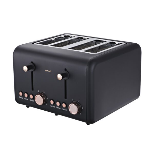 Fanno-4 Slice Toaster with Rose Gold Trim and 6 Toast Settings for Modern Kitchens