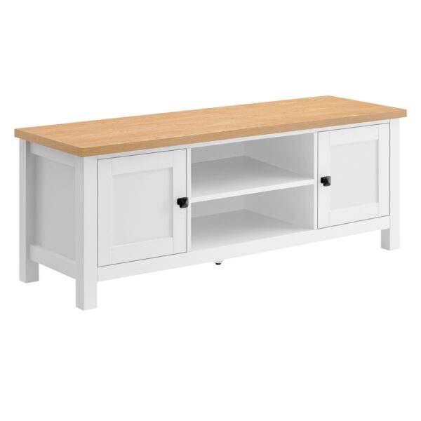 Fanno-Modern TV Stand with 2 Shelves and Cabinets for Living Room Storage and Display