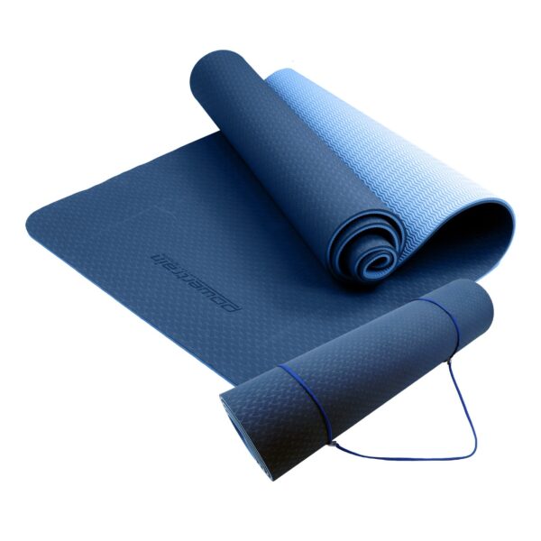 Fanno-Eco-Friendly TPE Yoga Mat 8mm Dark Blue Non-Slip Surface with Carry Strap