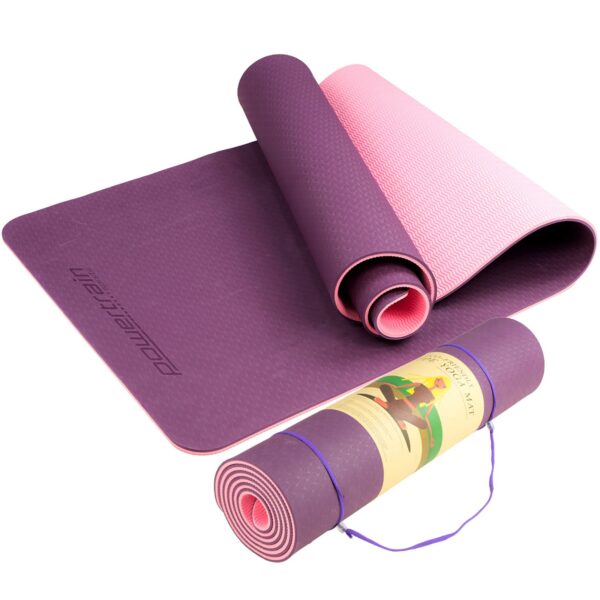 Fanno-Durable Non-Slip Yoga Mat 8mm Thick TPE with Carry Strap for Joint Support Purple