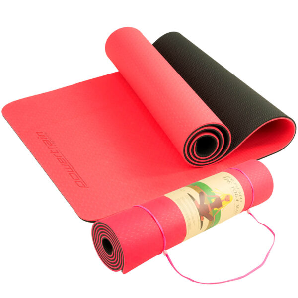 Fanno-Durable Non-Slip Yoga Mat 8mm Thick TPE with Carry Strap for Joint Support Red