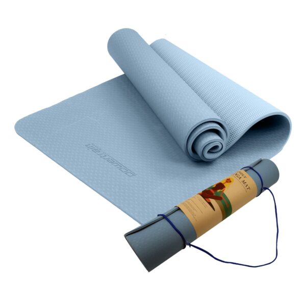 Fanno-Eco-Friendly TPE Yoga Mat 6mm Non-Slip Sky Blue with Carry Strap for Comfort