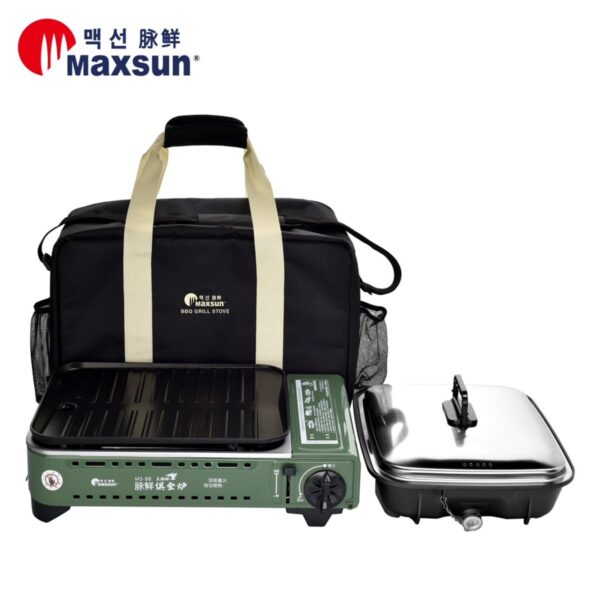 Fanno-Portable Butane Gas Stove with Non-Stick Grill Pan for Camping and BBQ Cooking