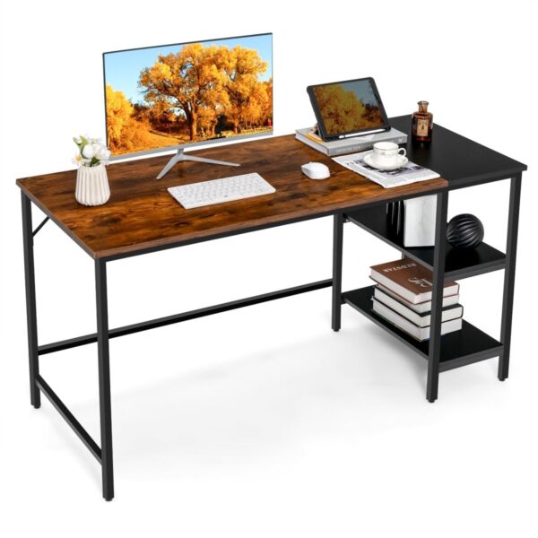 Fanno-Computer Desk with Storage for Home Office Study Writing Vintage Oak Finish