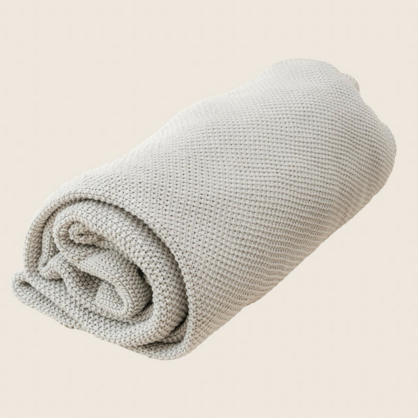 Fanno-Organic Cotton Knitted Throw Blanket Soft Breathable 180 x 230 cm Ideal for All Seasons