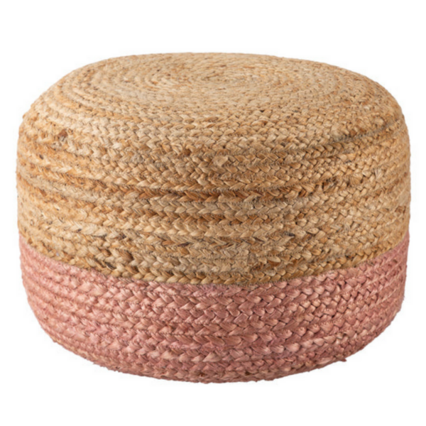 Fanno-Hand Braided Jute Cotton Pouf Ottoman 50 x 35 cm Bohemian  Home Decor