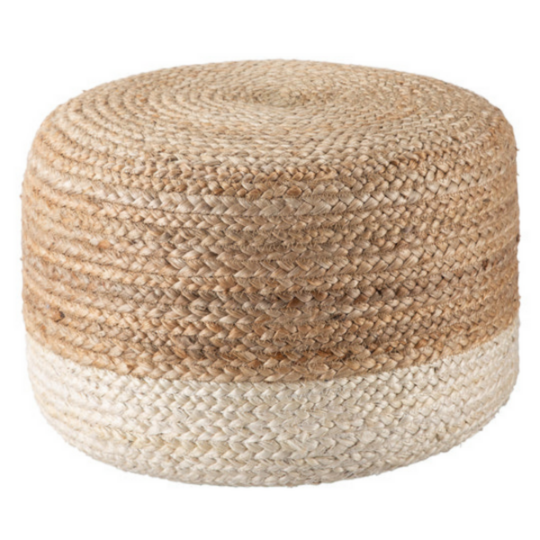 Fanno-Hand Braided Jute Cotton Pouf Ottoman 50 x 35 cm Bohemian  Home Decor