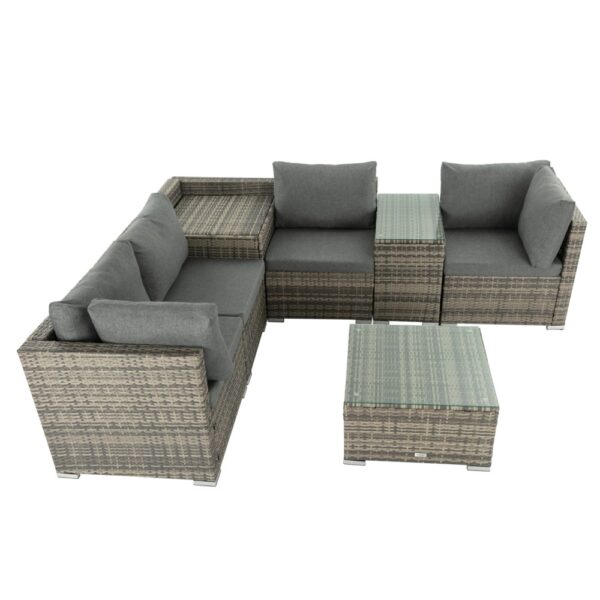 Fanno-7PC Outdoor Wicker Lounge Set with Cushions and Storage for Patio and Garden