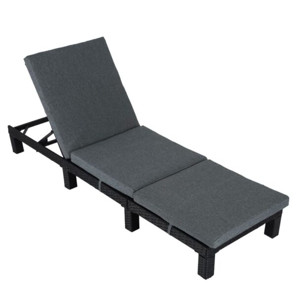 Fanno-Rattan Woven Sun Bed with Adjustable Recline for Patio Poolside Garden Comfort