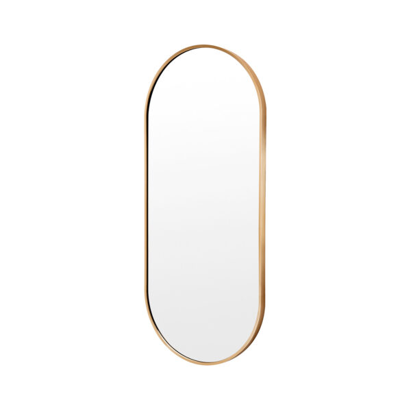 Fanno-Oval Wall Mirror Aluminum Frame Bathroom Decor 45x100cm Gold Finish