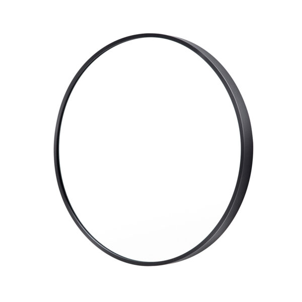 Fanno-Round Wall Mirror Aluminum Frame 80cm Black Modern Decor for Bathroom Vanity