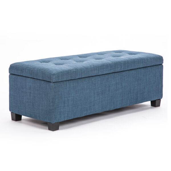 Fanno-Storage Ottoman Foot Stool 102cm Dark Blue Fabric Blanket Box Chest Toy Storage