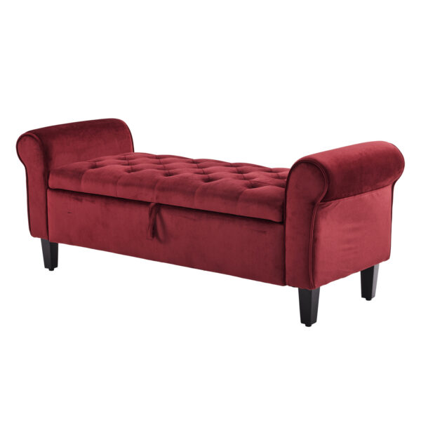 Fanno-Storage Ottoman Bench Seat 132cm Velvet Red Stylish Storage Solution for Home