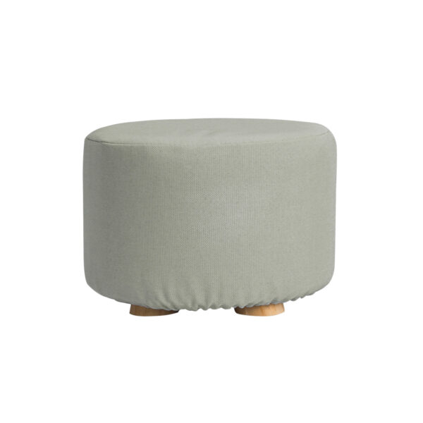 Fanno-Round Fabric Ottoman Foot Stool with Wooden Legs in Grey for Home Decor