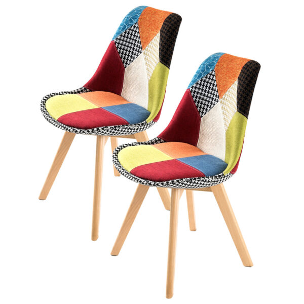 Fanno-Retro Dining Cafe Chairs Set of 2 Padded Seat Multi Colour for Home Office Restaurant