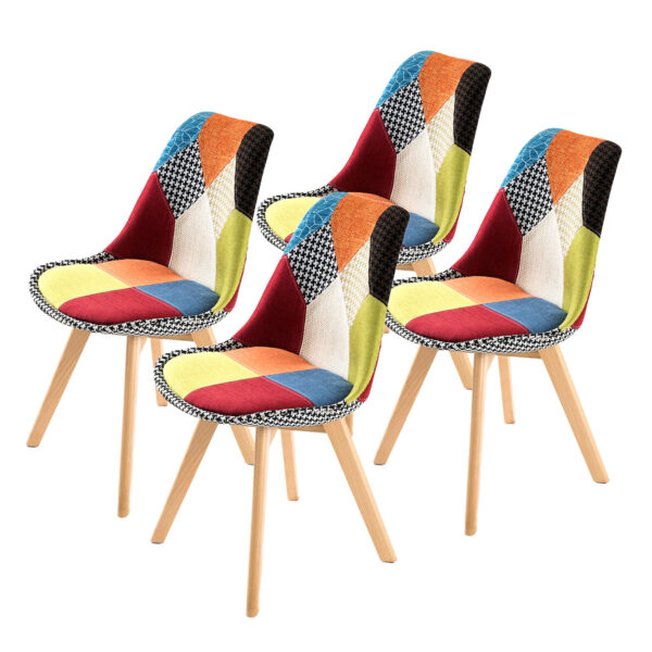 Fanno-Retro Dining Cafe Chairs Set of 4 Padded Seat Multi Colour for Home Office