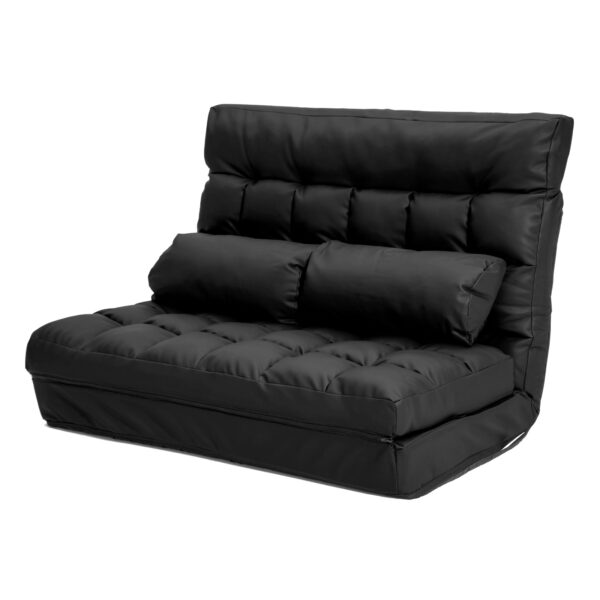 Fanno-Double Seat Folding Sofa Bed Adjustable Lounge Chair Leather Black