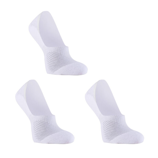 Fanno-Cushion No Show Ankle Socks 3 Pack Medium Non-Slip Breathable White