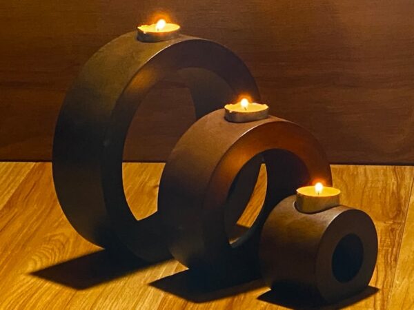 Fanno-Set of 3 Wooden Candle Holders Stylish Home Decor for Elegant Living Spaces