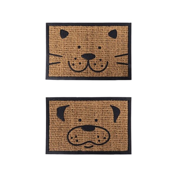 Fanno-Coconut Coir Doormat Set of 2 Outdoor Entryway Floor Mats Natural Cursive Design