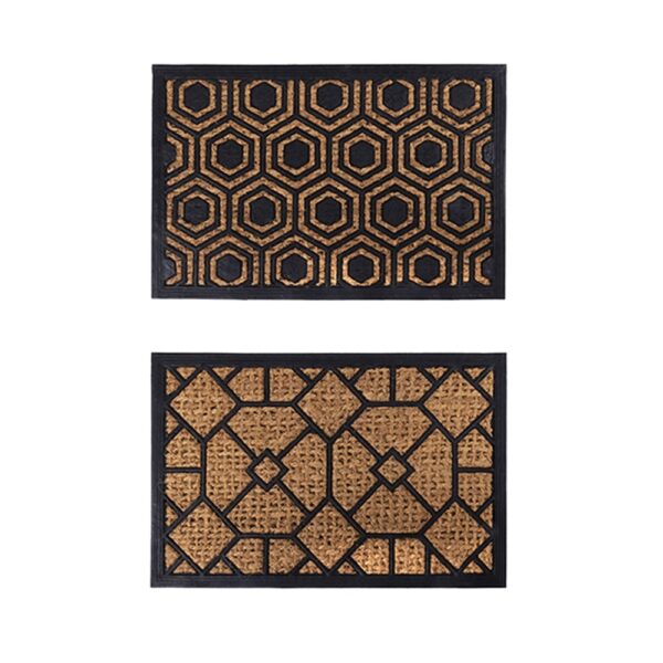 Fanno-Coconut Coir Doormat Set of 2 Outdoor Entryway Floor Mats Natural Cursive Design