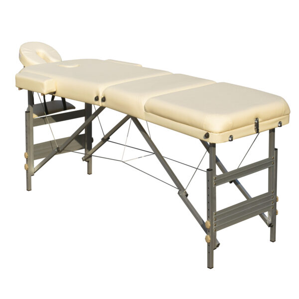 Fanno-Portable Aluminium Massage Table with Adjustable Heights and Carry Bag Beige