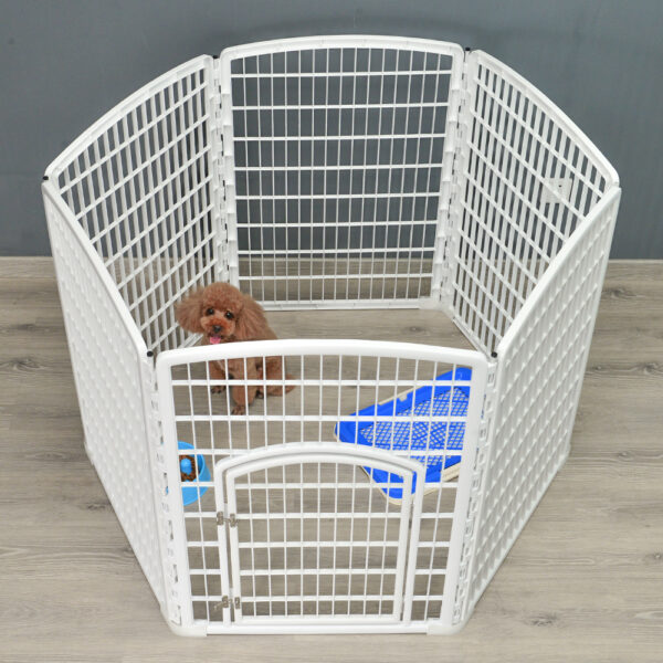 Fanno-6 Panel Plastic Pet Pen Indoor Outdoor Playpen for Puppies Kittens Small Pets