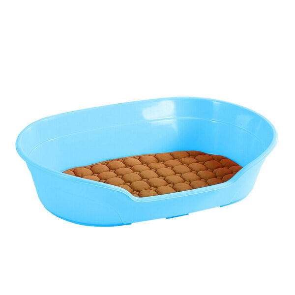 Fanno-Small Plastic Dog Bed Washable Basket for Sleeping and Resting Blue Color