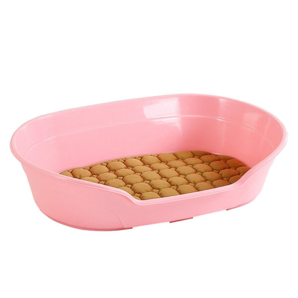 Fanno-Small Plastic Dog Bed Washable Basket for Sleeping and Resting Pink Color