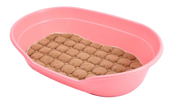 Fanno-Medium Plastic Dog Bed Washable Pet Bedding Basket for Sleeping and Resting Pink