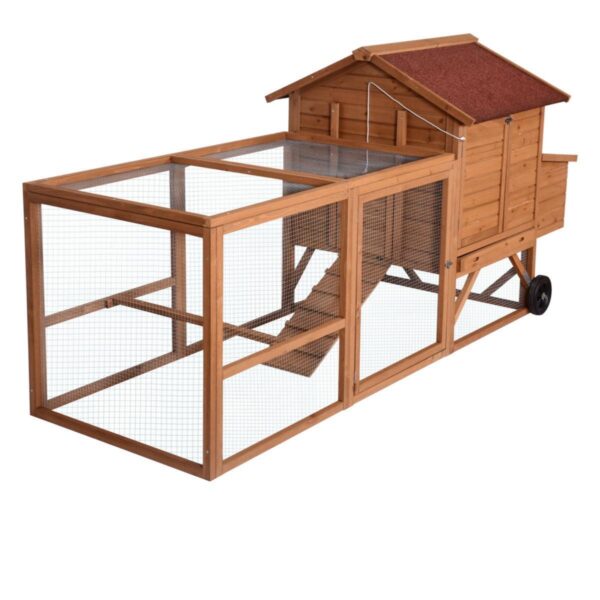 Fanno-XL Chicken Coop Rabbit Hutch Ferret Hen House with Wheels for Backyard Poultry