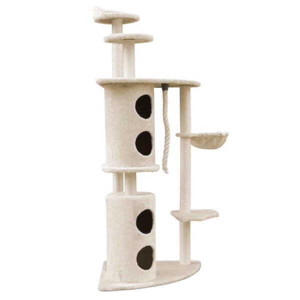 Fanno-Cat Scratch Tree 170cm Beige Multi Level Sisal Post for Cats with Steps