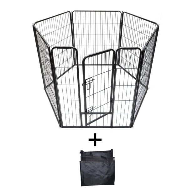 Fanno-6 Panels 100 cm Heavy Duty Pet Dog Cat Puppy Rabbit Exercise Playpen Fence Extension With Cover