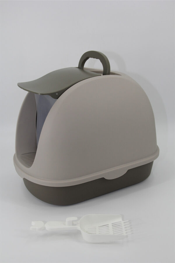 Fanno-Portable Hooded Cat Litter Box Tray with Handle and Scoop for Easy Cleaning