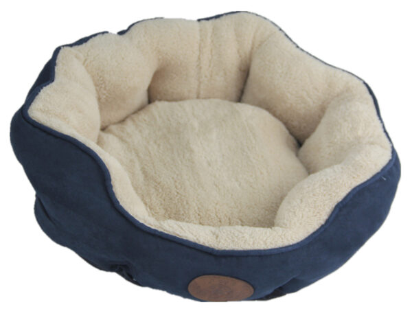 Fanno-Washable Medium Blue Grey Fleece Soft Pet Dog Cat Bed for Cats and Dogs