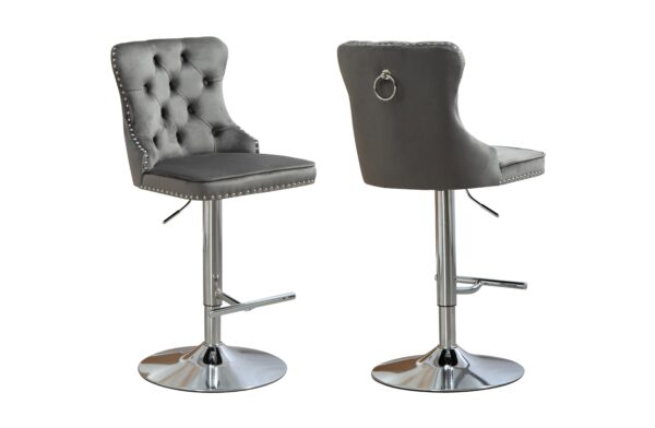 Fanno-Sahara Dark Grey Barstool with Silver Stand -Set of 2