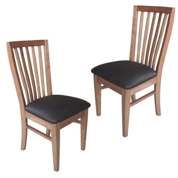 Fanno-Scandinavian  Dining Chairs Set of 2 Solid Tasmanian Oak PU Leather Seat