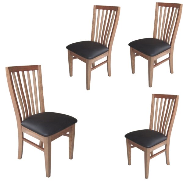 Fanno-Scandinavian  4pcs Dining Chairs Solid Tasmanian Oak Smoke PU Leather Seat