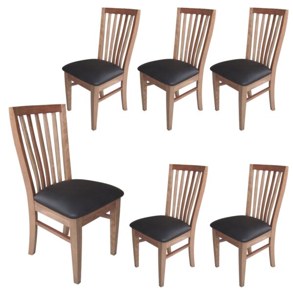 Fanno-Scandinavian  6pcs Dining Chairs Solid Tasmanian Oak PU Leather Black Seat